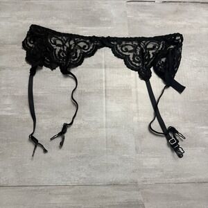 Vintage Victoria's Secret Gold‎ Label Black Lace Garter Belt 90s 80s Canada Made